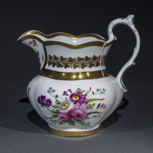 Large Pitcher with Floral and Gold Decoration