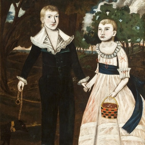 JONATHAN BUDINGTON (1779?–1823), "Portrait of the Cannon Children," 1795. Oil on canvas, 45 7/8 x 36 1/8 in. (detail).