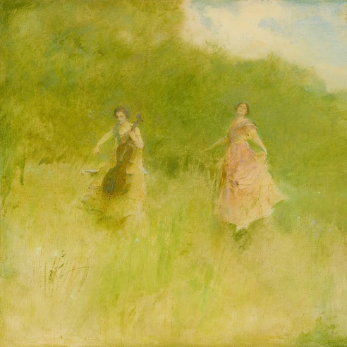 THOMAS WILMER DEWING (1851–1938), "May (Springtime, Welcome Sweet Springtime)," before 1921. Oil on canvas, 20 x 24 in. (detail).