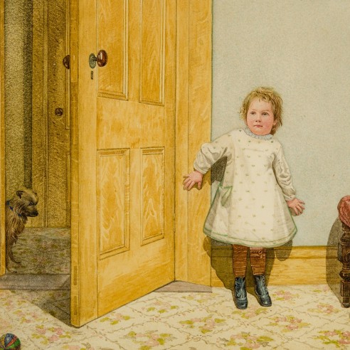 CHARLES CALEB WARD (1831–1896), "Hide and Seek," 1880. Watercolor on paper, 11 5/8 x 9 3/4 in. (detail).