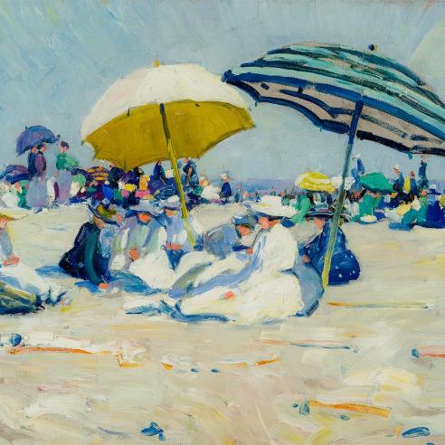 JANE PETERSON (1876–1965), "Beach Scene, Gloucester," about 1916. Oil on canvas, 18 x 24 in. (detail).