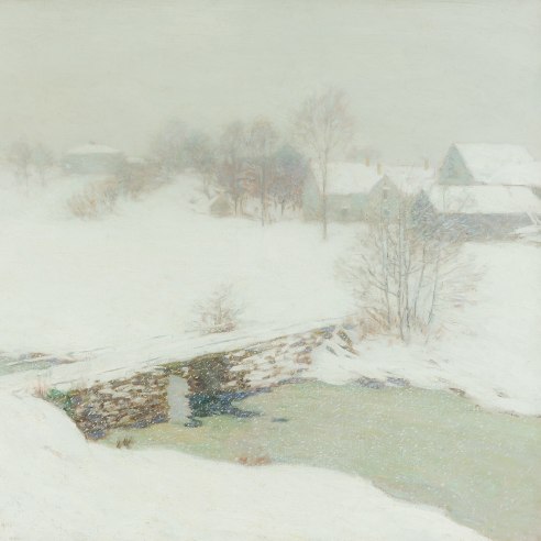 WILLARD LEROY METCALF (1858–1925), "The White Mantle," 1906. Oil on canvas, 26 x 29 in. (detail).