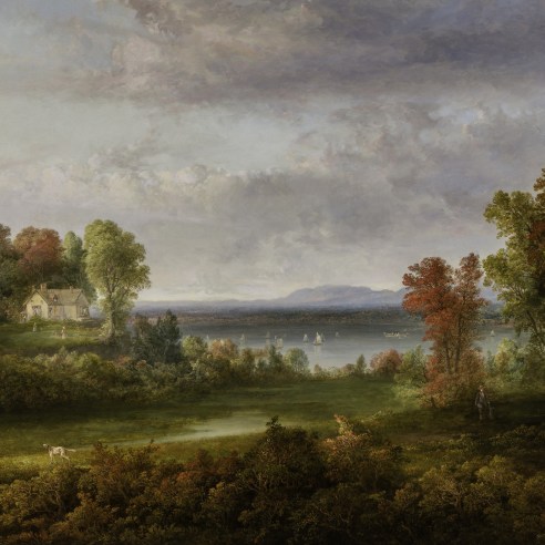 THOMAS DOUGHTY (1791–1856), "Hudson River Landscape," 1852. Oil on canvas, 38 x 48 in. (detail).