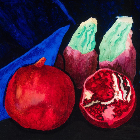 JOSEPH STELLA (1877–1946), "Tropical Fruits." Watercolor and gouache on paper, 13 1/4 x 19 1/2 in. (detail).