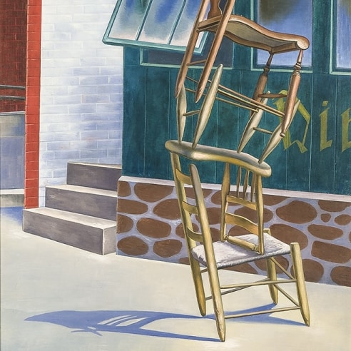 O. LOUIS GUGLIELMI (1906–1956), "Tumblers," 1942. Oil on canvas, 10 x 8 in. (detail).