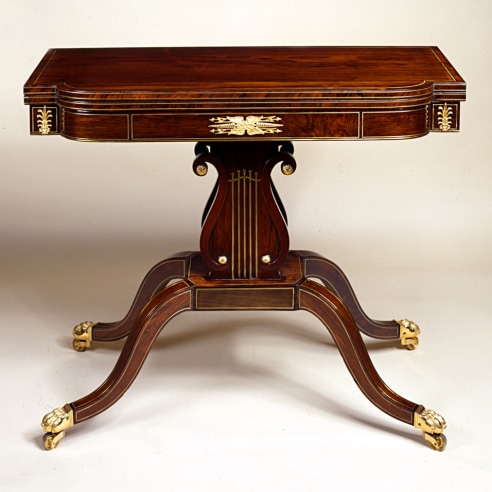 a neo-classical card table, attributed to Thomas Seymour, Boston. about 1815