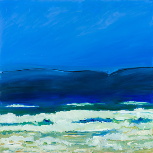 Cornelia Foss (b. 1931), "Big Wave," 2014. Oil on canvas, 52 x 52 in.