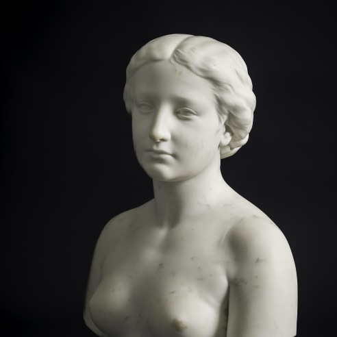 ERASTUS DOW PALMER (1817–1904), "Resignation," 1855. Marble, 25 7/8 in. high (detail).