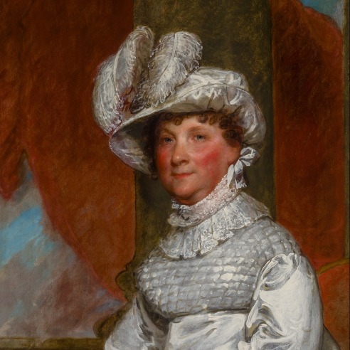 GILBERT STUART (1755–1828), "Portrait of Mrs. Barney (Ann Otis) Smith," about 1809–18. Oil on wood panel, 36 1/2 x 26 1/2 in. (detail).