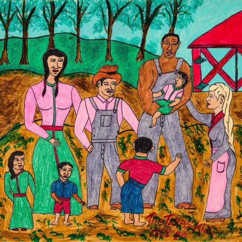 Willard Watson, aka "The Texas Kid" (1921–1995), "The Birth of Willard Watson," 1980. Colored marker, gouache and pencil on rag board, 13 1/4 x 15 in. (detail).  