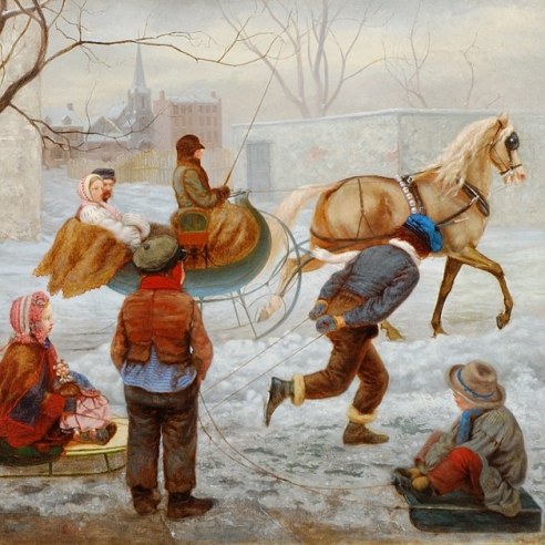 WILLIAM JOHN HENNESSY (1839–1917), "The Race," 1860. Oil on canvas, 18 x 24 1/4 in. (detail).
