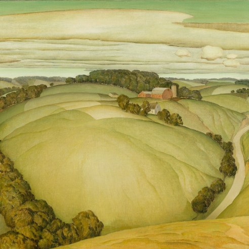 MARVIN D. CONE (1891–1965), "River Bend, No. 4," 1938. Oil on canvas, 20 x 30 in. (detail).