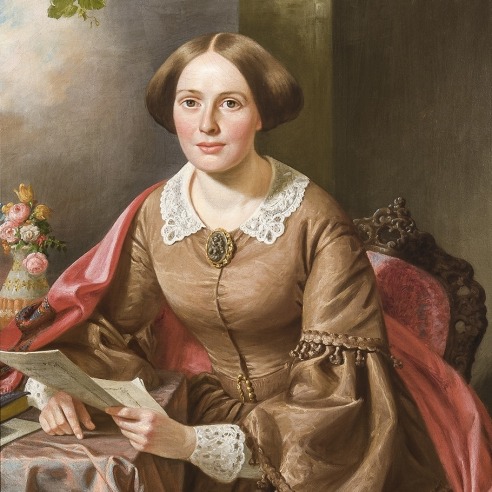  JOHN F. FRANCIS (1808–1886), "Portrait of Mrs. Levi Oberholtzer," 1859. Oil on canvas, 36 5/16 x 29 1/4 in. (detail).