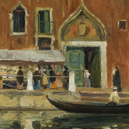 JANE PETERSON (1876–1965), Open Air Market, Venice, about 1910–20. Oil on canvas, 24 x 18 in. (detail).