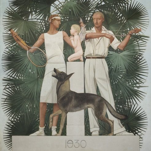 BERNARD BOUTET DE MONVEL (French, 1881–1949), "Tennis Allegory of Love 1930," 1929. Oil on canvas, 125 1/2 x 93 1/2 in. (detail).