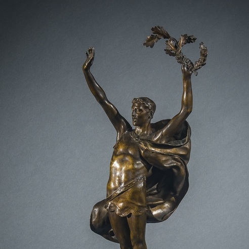  EVELYN BEATRICE LONGMAN (1874–1954), "Victory," 1908. Bronze, medium brown patina, 27 in. high (detail).