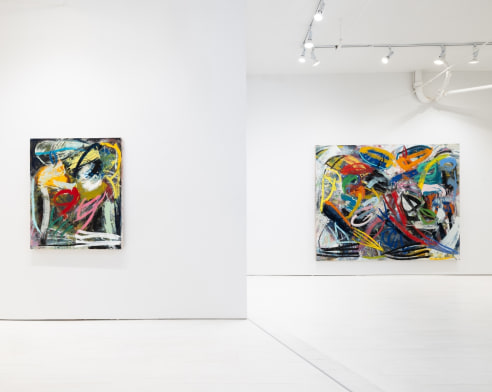 installation view, abstract painting