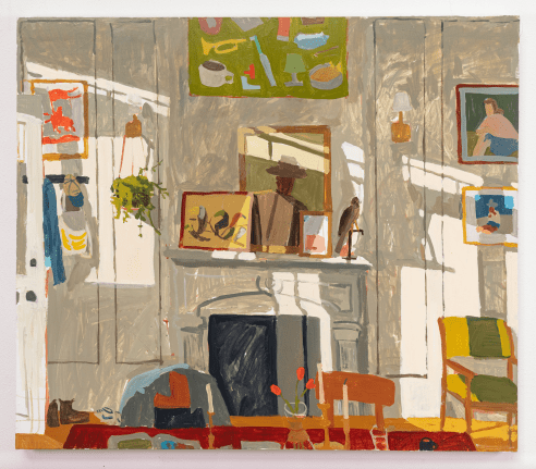 painting of artist's studio and paintings 
