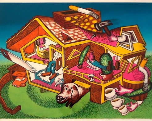 Peter Saul, cartoon image of house