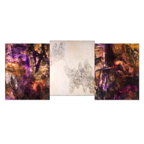 Abstract triptych painting by Bill Jensen