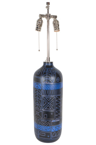 Black and Blue Graphic Raymor Vase Lamp