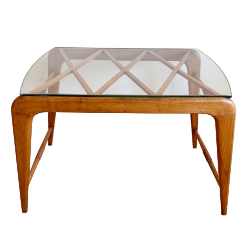 LATTICE TOP LOW TABLE WITH GLASS