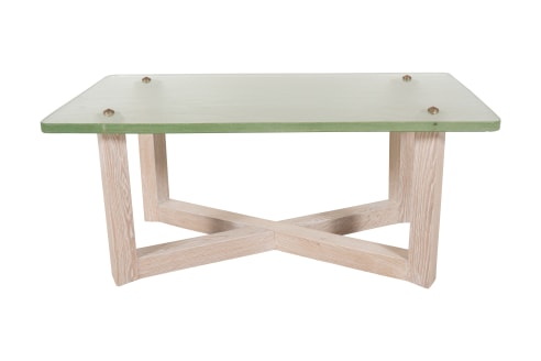 Saint Gobain Glass and Cerused Oak Low Table