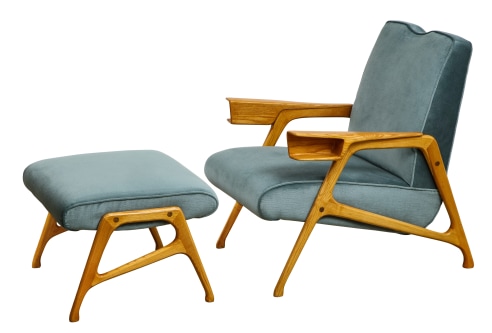 Armchair &amp; Ottoman by Augusto Romano for Cassina