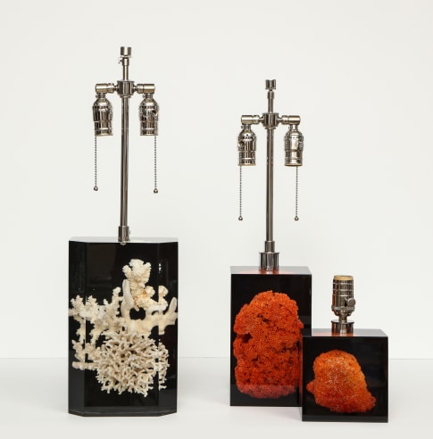 Lucite and Coral Lamps