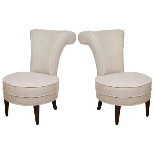 Pair of slipper chairs in linen