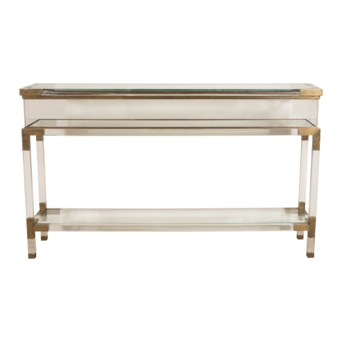 Lucite and Brass Console