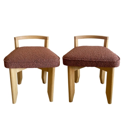PAIR OF GUILLERME ET CHAMBRON LOW BACK STOOLS