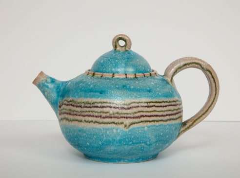 Blue Ceramic Teapot by Guido Gambone
