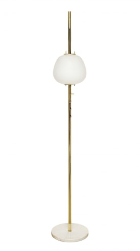 Tall Standing Lamp With Large Frosted Dome by Angelo Lelii for Arredoluce