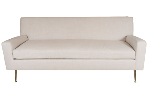 Robsjohn-Gibbings Inspired Sofa with Brass Legs