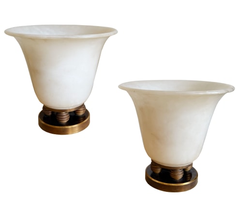 PAIR OF ART DECO ALABASTER LAMPS