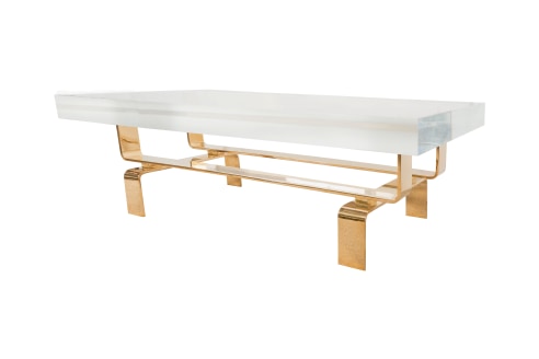 Bronze Cocktail Table with Rectangular Lucite Top by Appel Modern