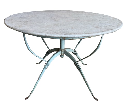 RAYMOND SUBES IRON AND MARBLE TABLE