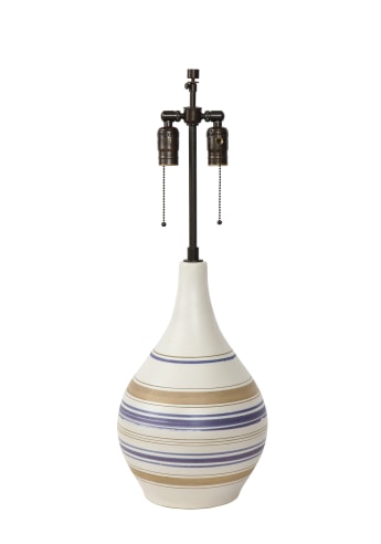 Tall lamp with blue and taupe stripes by Martz