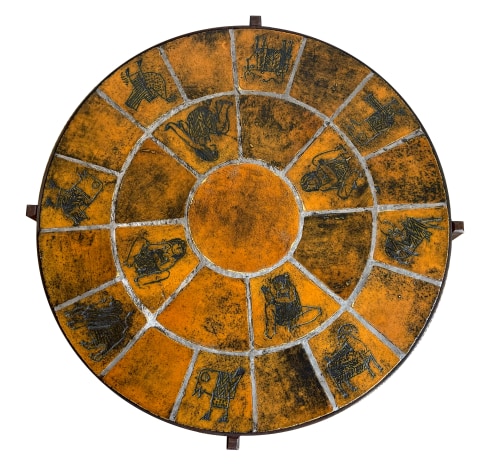 JACQUES BLIN ROUND TILE TOP TABLE