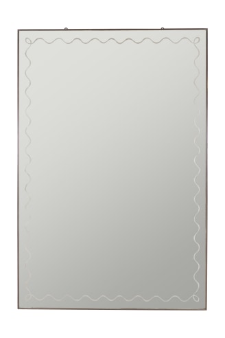 Very Large Brass Framed Mirror with Scrolling Border