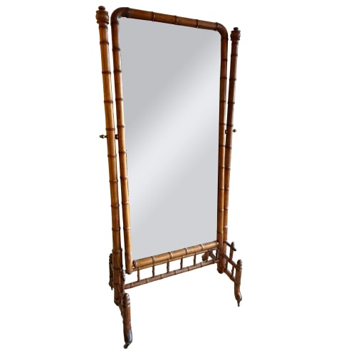 NAPOLEAN III FAUX BAMBOO CHEVAL MIRROR