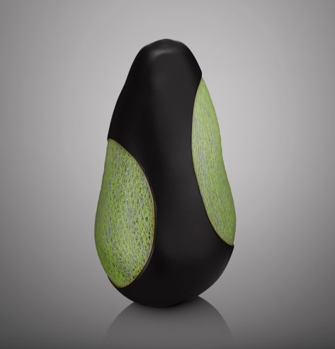 Introverre Black and Green Carved Vessel