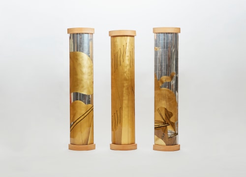 Pair of Exceptional Curved Verre Eglomise Panels From The SS Normandie