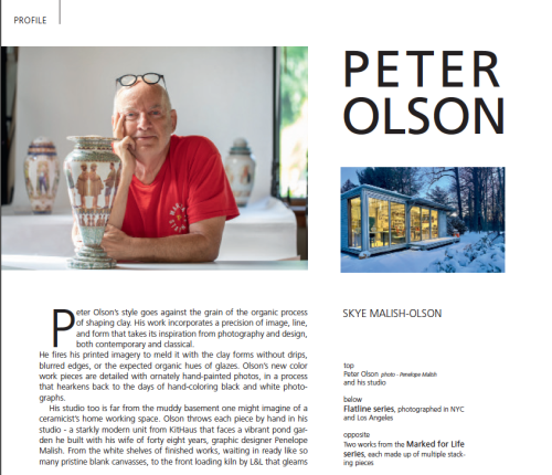 Peter Olson profiled by NEW CERAMICS: The European Ceramics Magazine