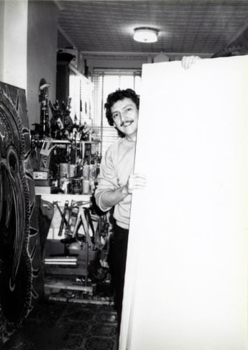 Luis Cruz Azaceta in his Queens studio circa the early 1980s.