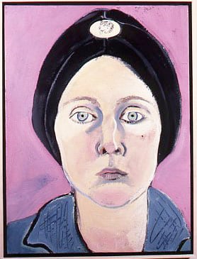 Joan Brown, Untitled (Self-Portrait in Turban with Eskimo Dog Pin), 1972.