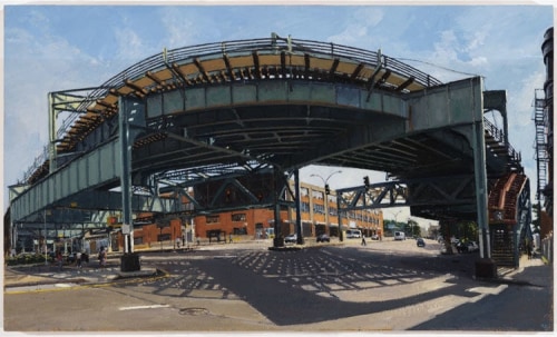 
Rackstraw Downes
A STOP ON THE J LINE (ALABAMA AVENUE), 2007&amp;nbsp;
Oil on canvas
11 x 18 5/8 inches
RD12282

&amp;nbsp;