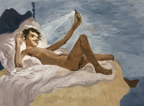 Salman Toor, Bedroom Boy&amp;nbsp;(2019), oil on panel, 12 x 16 inches (image&amp;nbsp;courtesy the artist)