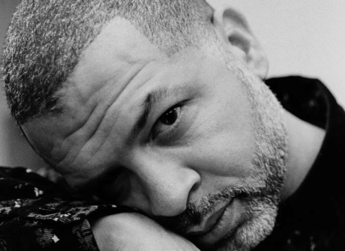 Black and white photograph of the musician Jason Moran